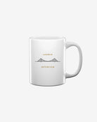 Right side of Launch Intention x SF coffee mug with Golden Gate Bridge wordmark