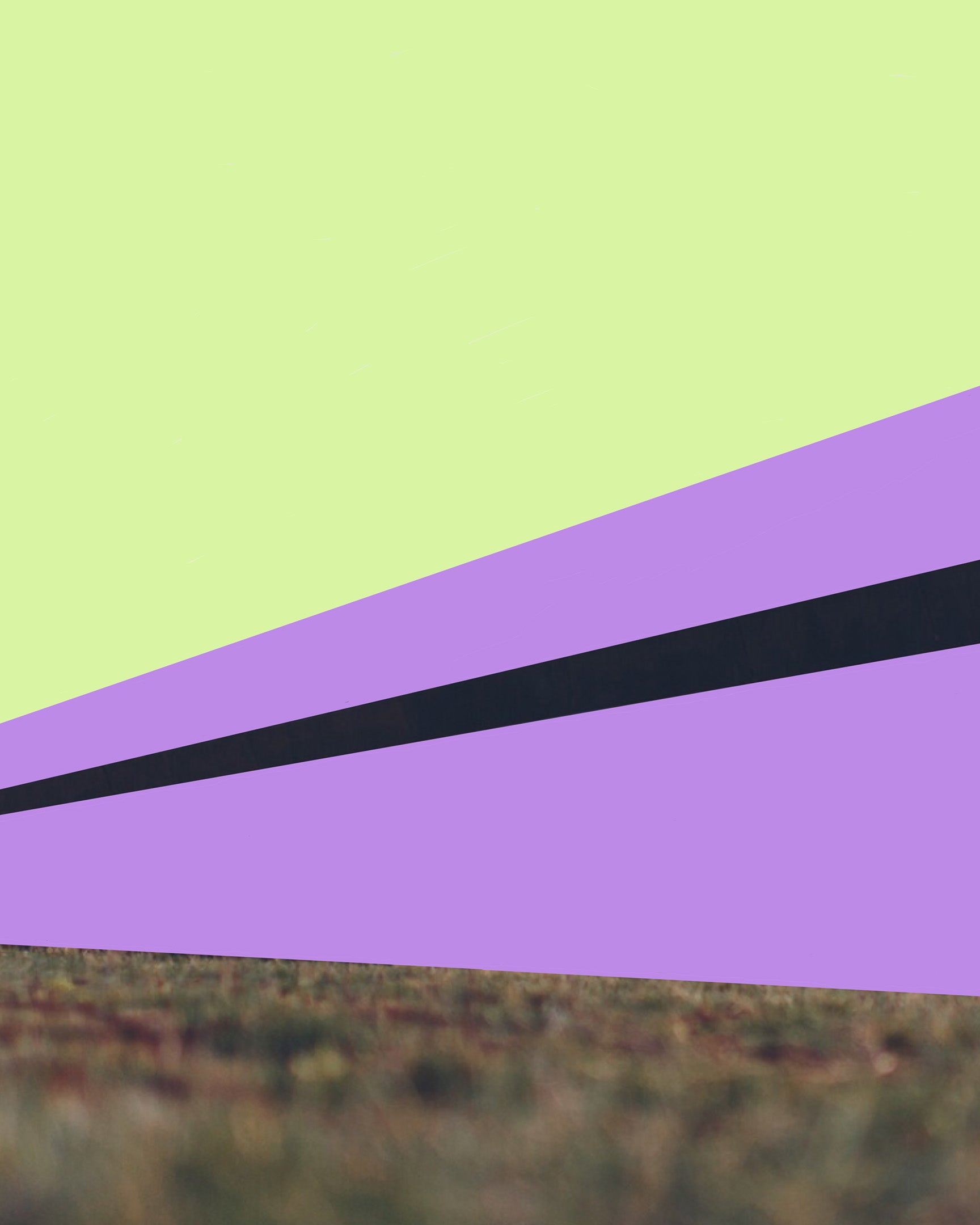 Launch Intention Print No.002 with purple paper plane sculpture in an open landscape.