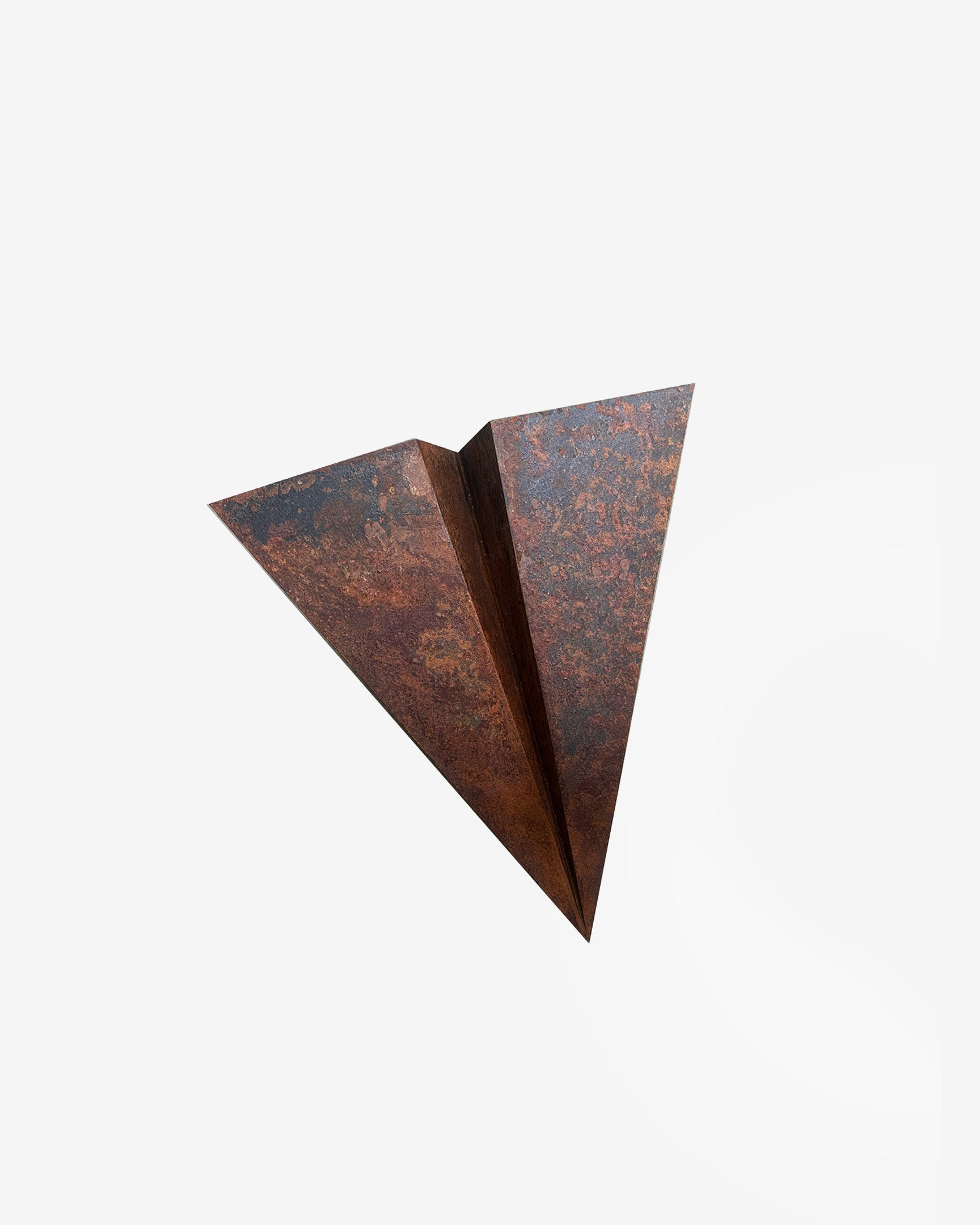 Weathered Intention 24 inch rusted paper plane sculpture by Griffin Loop