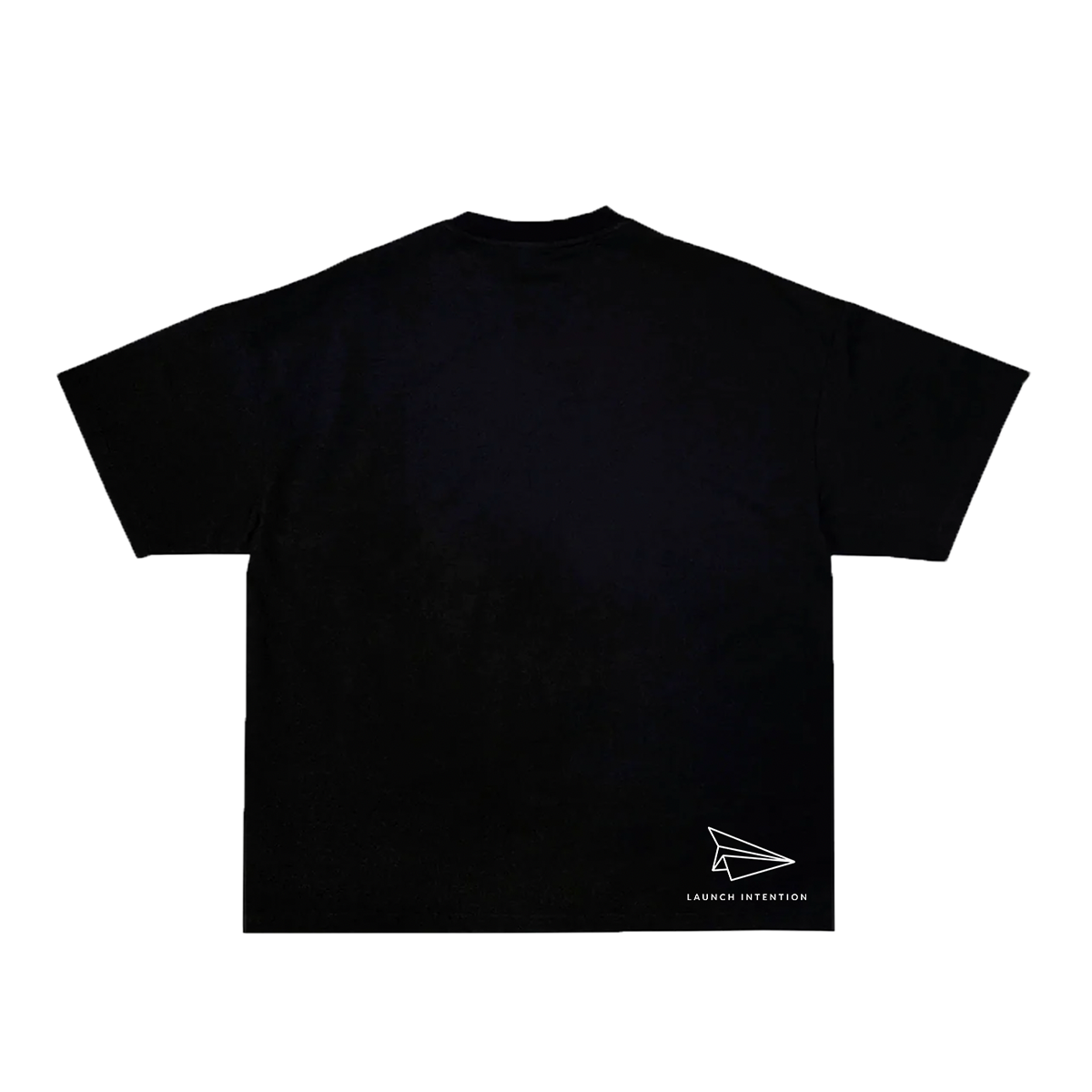 Launch Intention logo tee with paper airplane inspired brand artwork